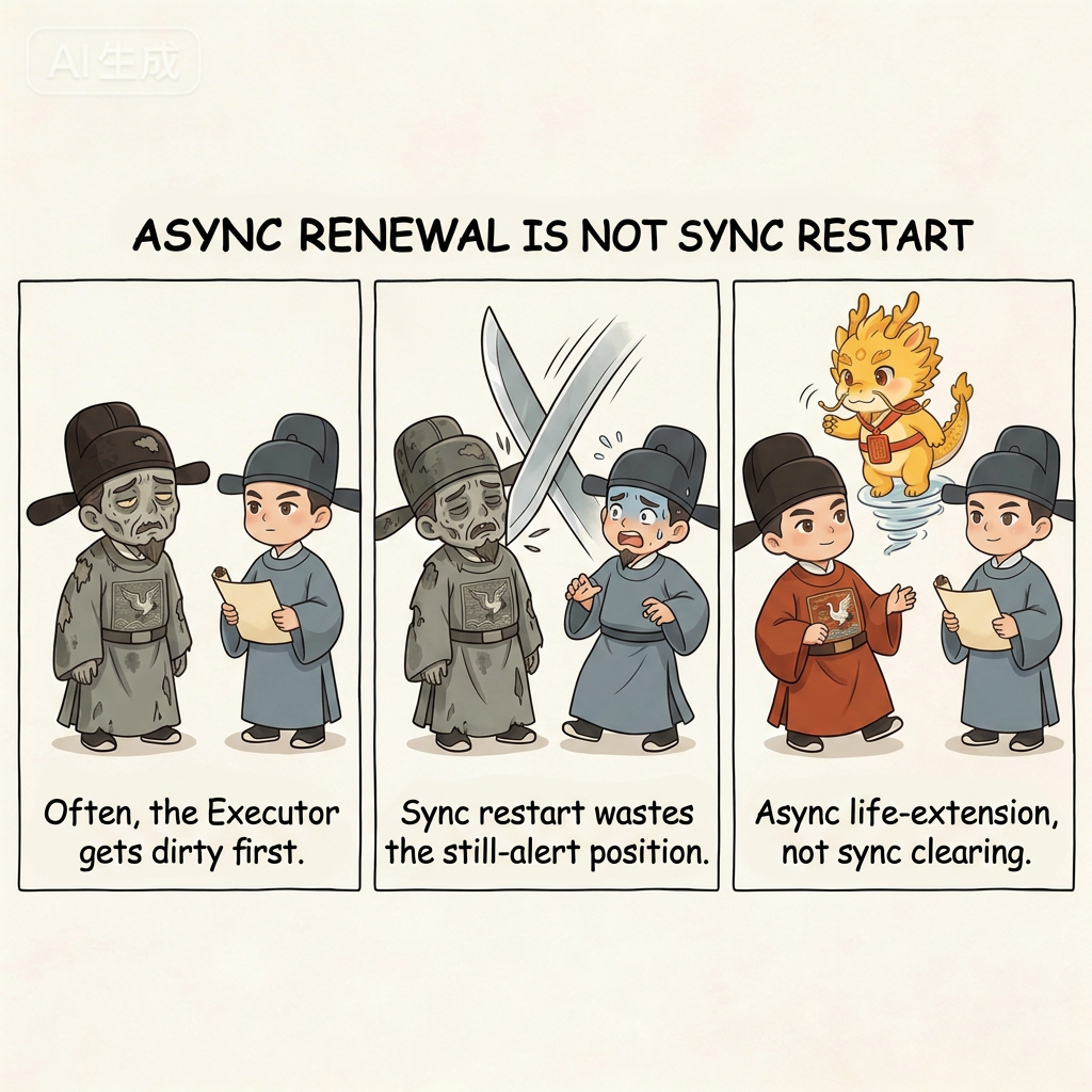 Asynchronous renewal is not synchronized restart
