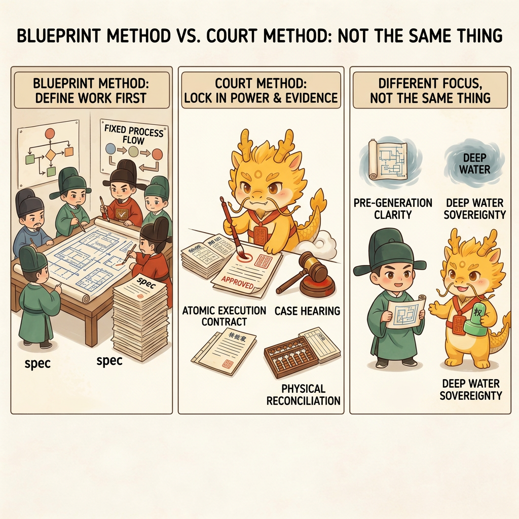 Blueprint law and court law are not the same thing
