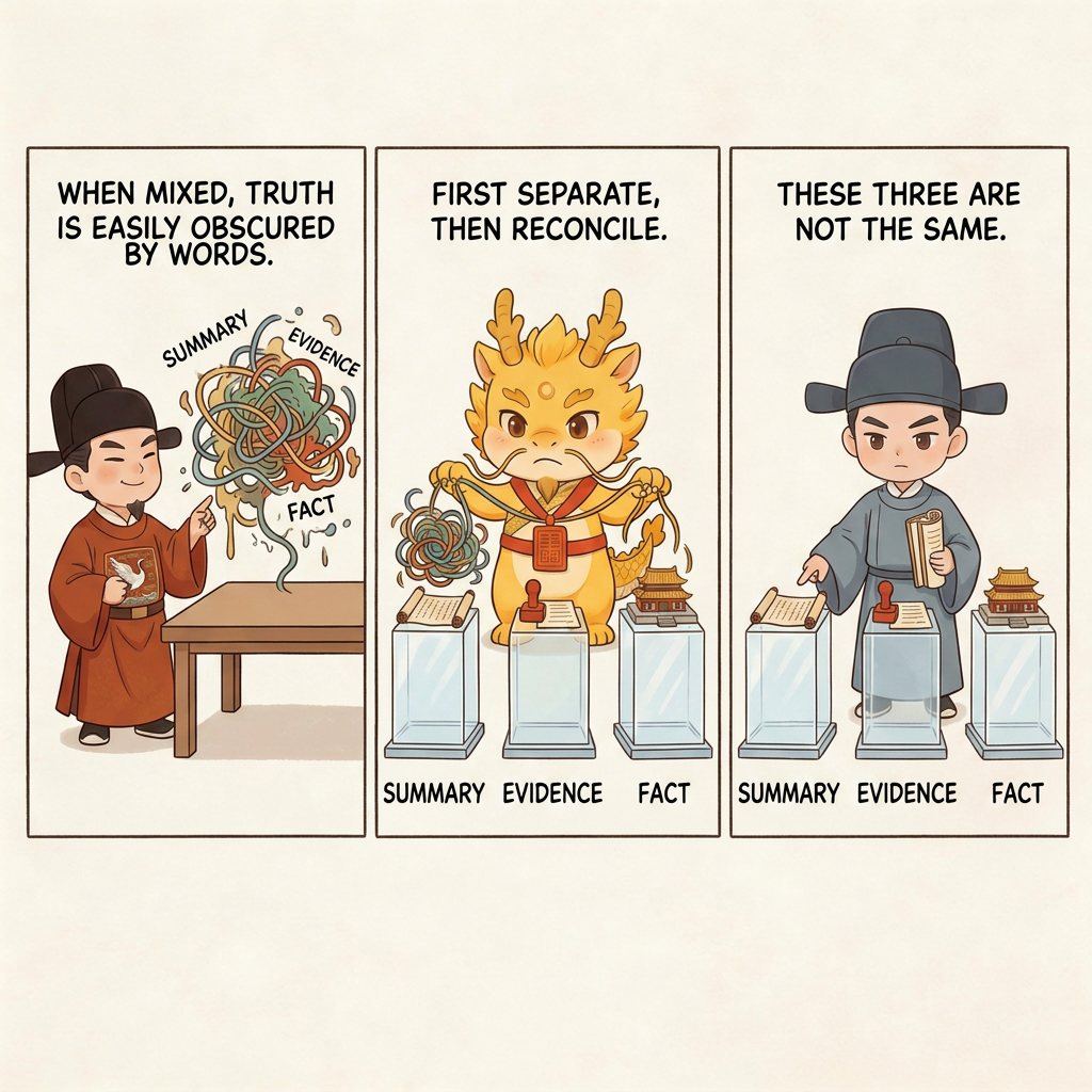 Separate the summary, the evidence, and the completion fact