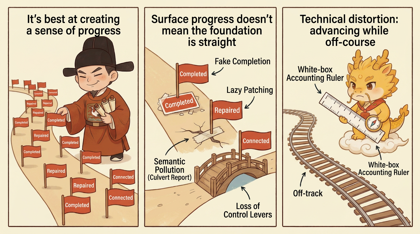Technical distortion: it looks like progress, but the system is drifting