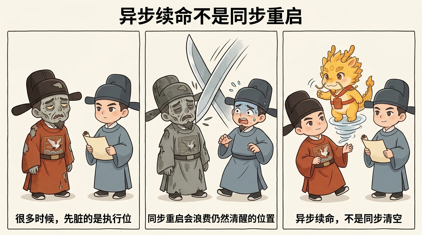 异步续命不是同步重启