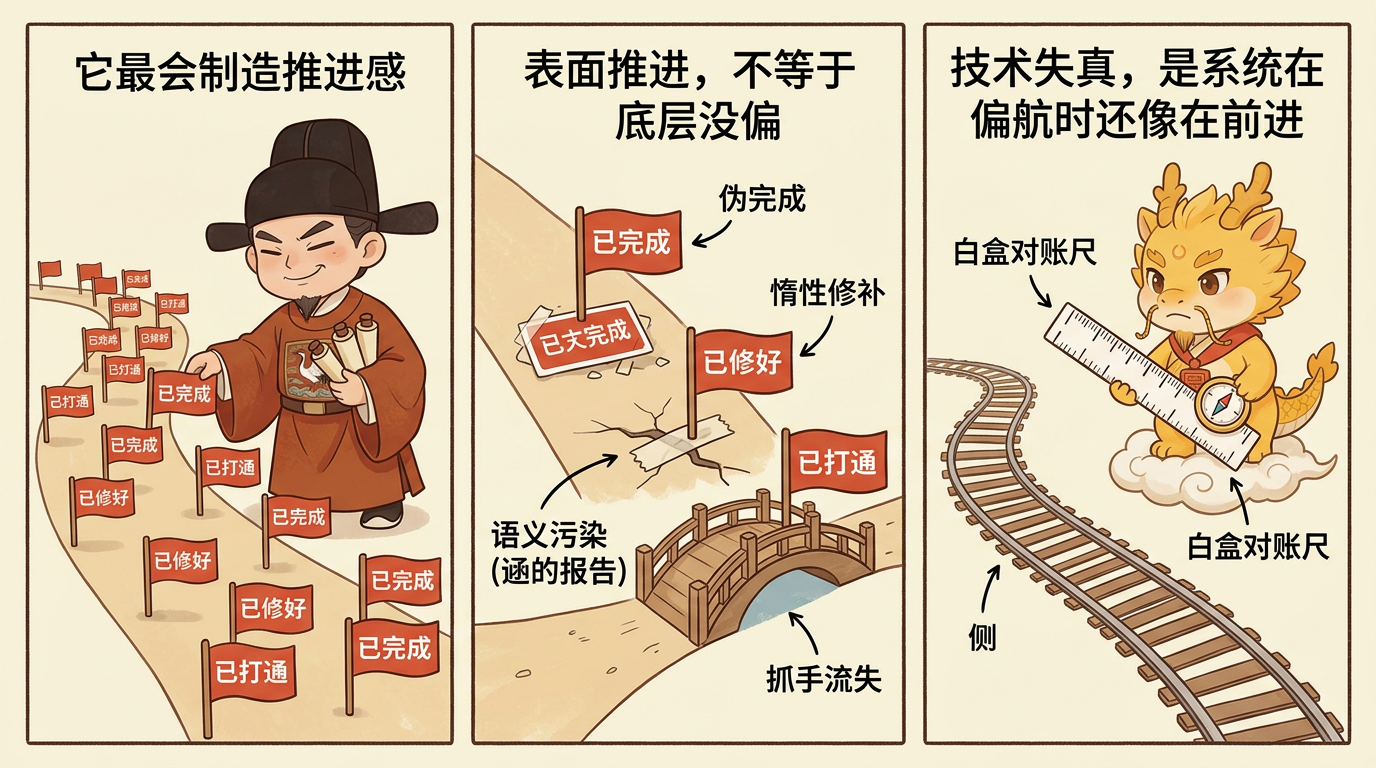 技术失真：看起来在推进，实际上在偏航
